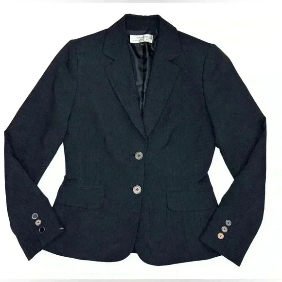 Tahari Arthur S. Levine Women's Black Textured Striped Jacket Blazer Size 4 - Picture 1 of 9